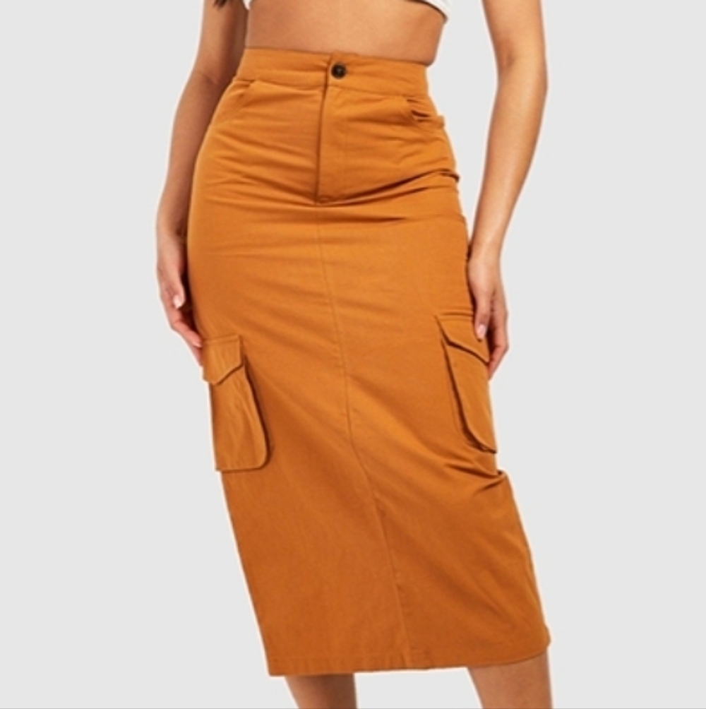 Split Back Cargo Midaxi Skirt